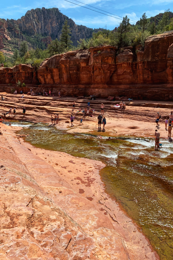 The natural water slide in Slide rock state park.