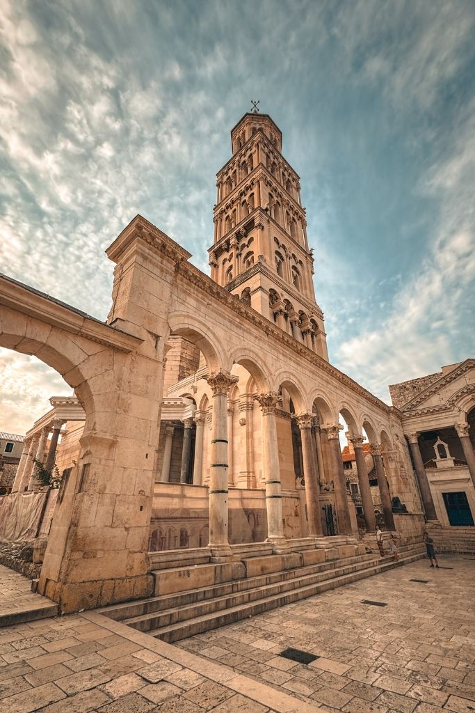 The ruins of Diocletian’s Palace in Split, Croatia, at sunrise. 