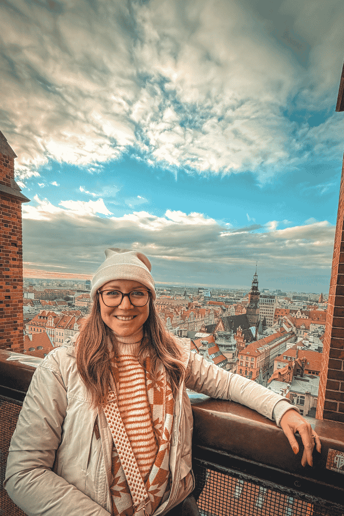 Kate overlooking Wroclaw’s colorful Old Town from the tower of St. Mary Magdalene Church.