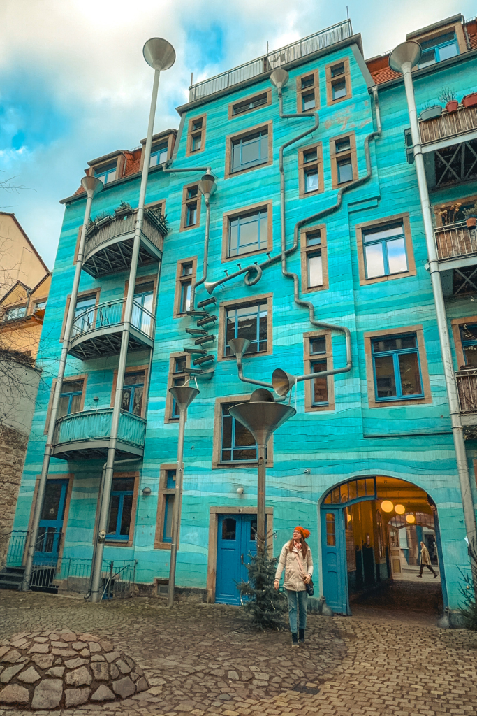 Exploring Dresden’s Kunsthofpassage, where the whimsical blue Courtyard of Elements turns drainpipes and funnels into one of the city’s most creative architectural landmarks.