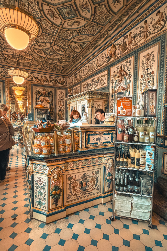 Stepping inside Dresden’s historic Pfunds Molkerei, famous for its beautifully hand-painted tiles and richly decorated interior