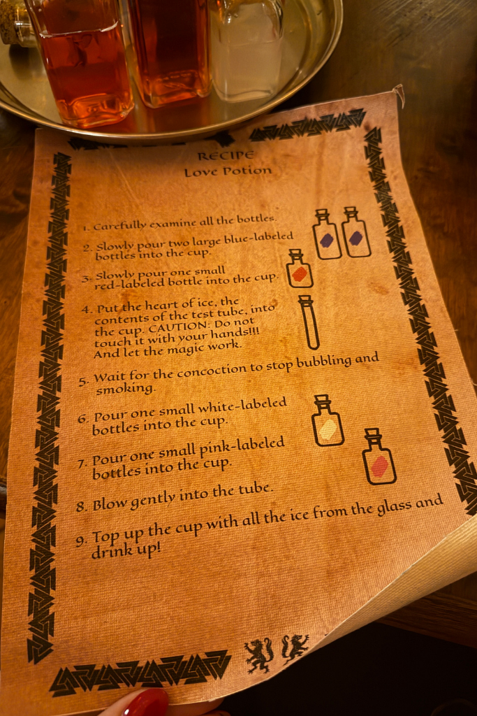 Love Potion recipe with step-by-step instructions at Tawerna Wilczy Dół restaurant in Krakow.
