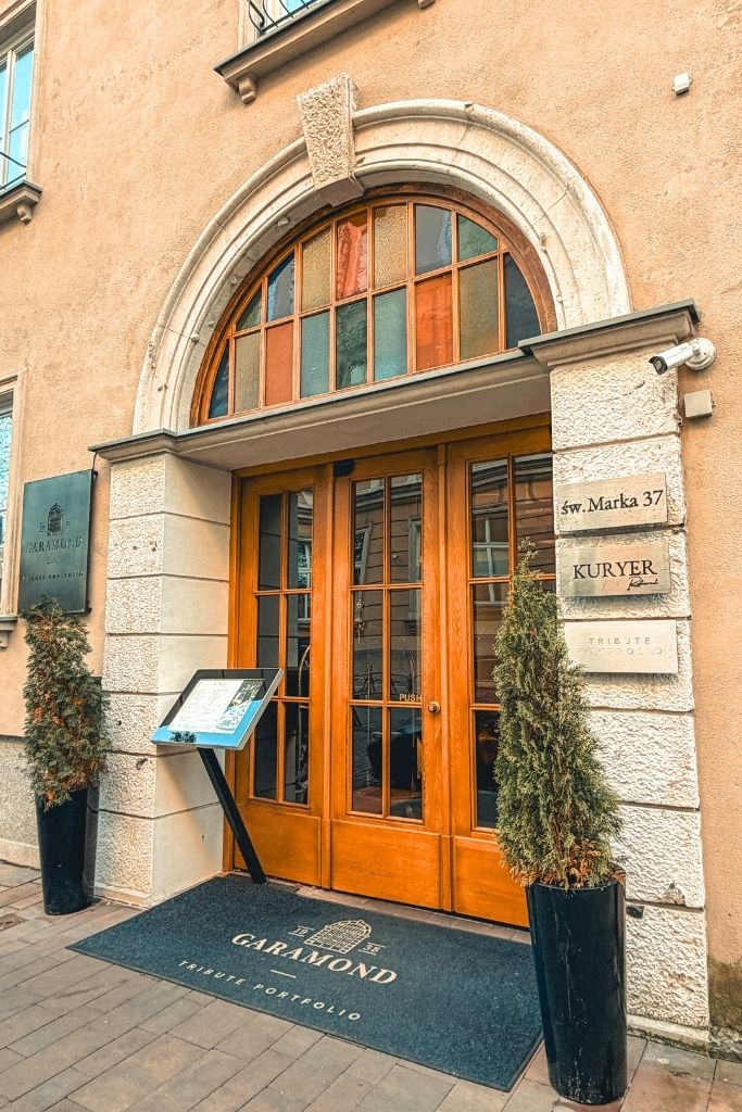 Entrance to Garamond, a Tribute Portfolio Hotel in Krakow’s Old Town.