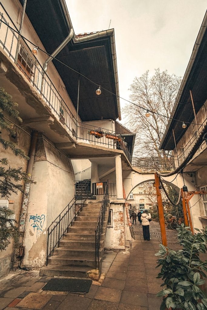 Historic courtyard and artisan shops along Stare Jatki in Wroclaw’s Old Town.